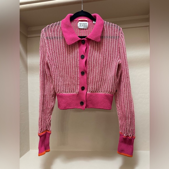 Scotch & Soda Sweaters - Scotch & Soda Open Stitch Relaxed Collared Cardigan size small
